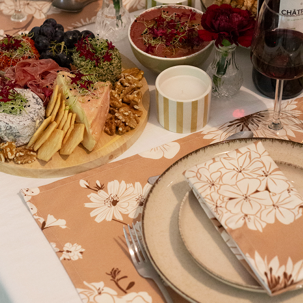 Lot de 2 sets de table Fleurs de Bach 一 Cappuccino