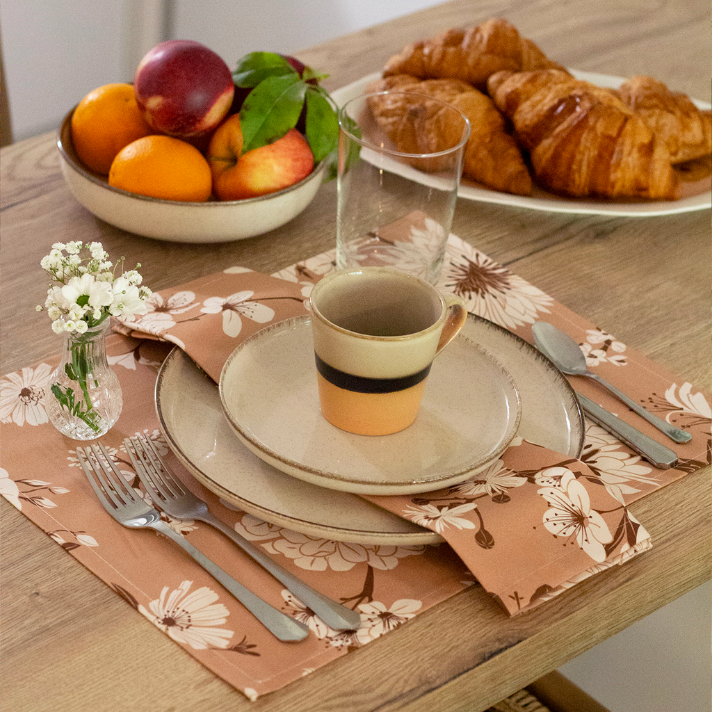 Lot de 2 sets de table Fleurs de Bach 一 Cappuccino
