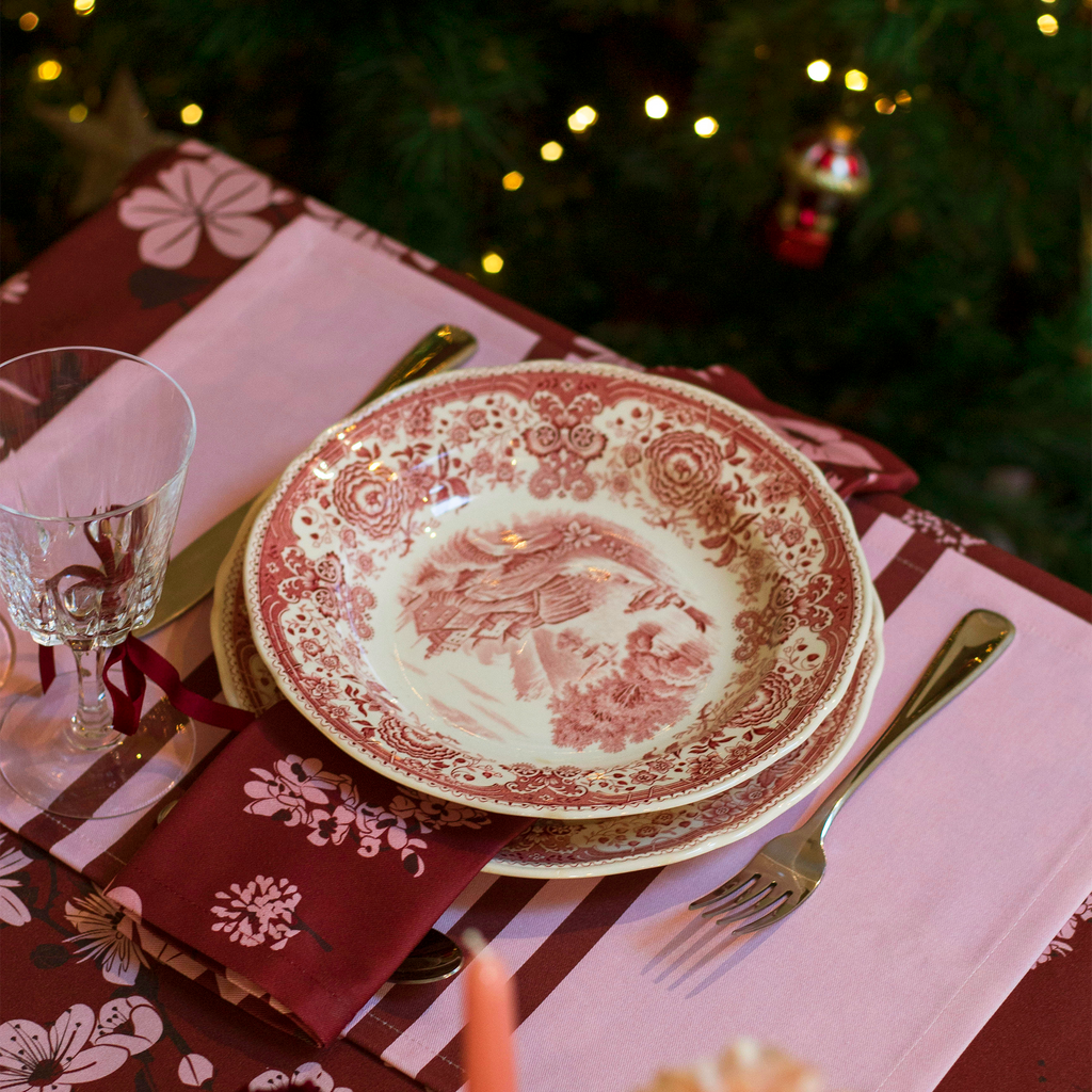 Lot de 2 sets de table rayés 一 Rose/grenade