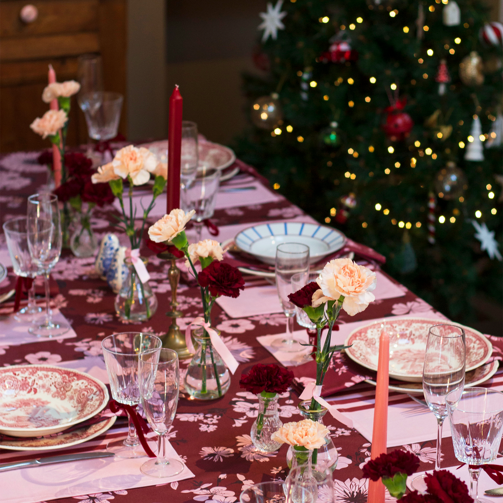 Lot de 2 sets de table rayés 一 Rose/grenade