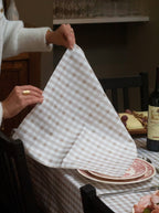 Lot de 2 serviettes — Vichy signature Grège/crème