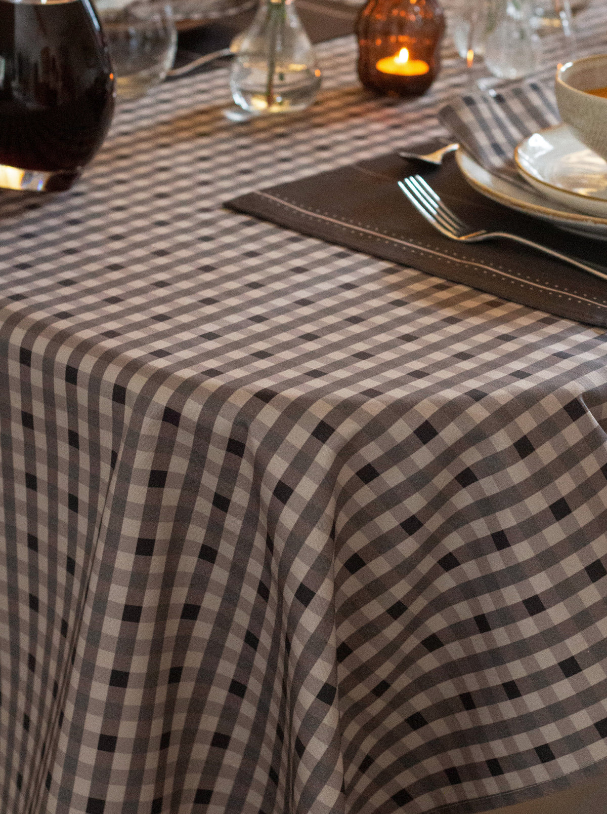 Nappe — Vichy signature Brun fumé/grège