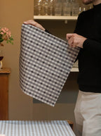 Lot de 2 serviettes — Vichy signature Brun fumé/grège