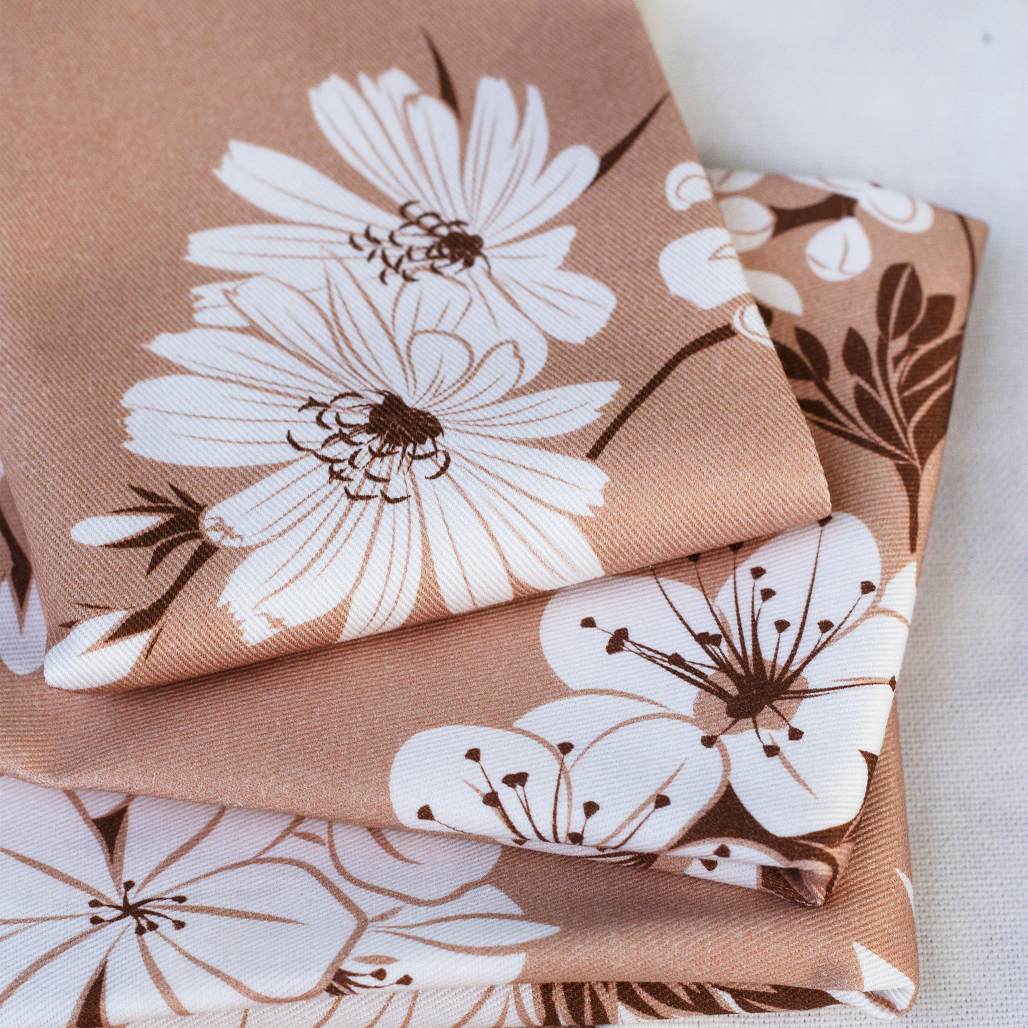 Lot de 2 serviettes Fleurs de Bach 一 Cappuccino