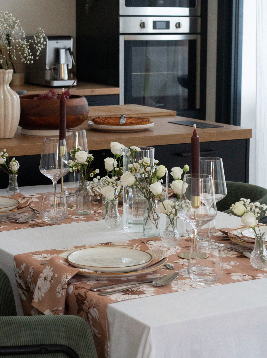 Chemin de table Fleurs de Bach — Cappuccino