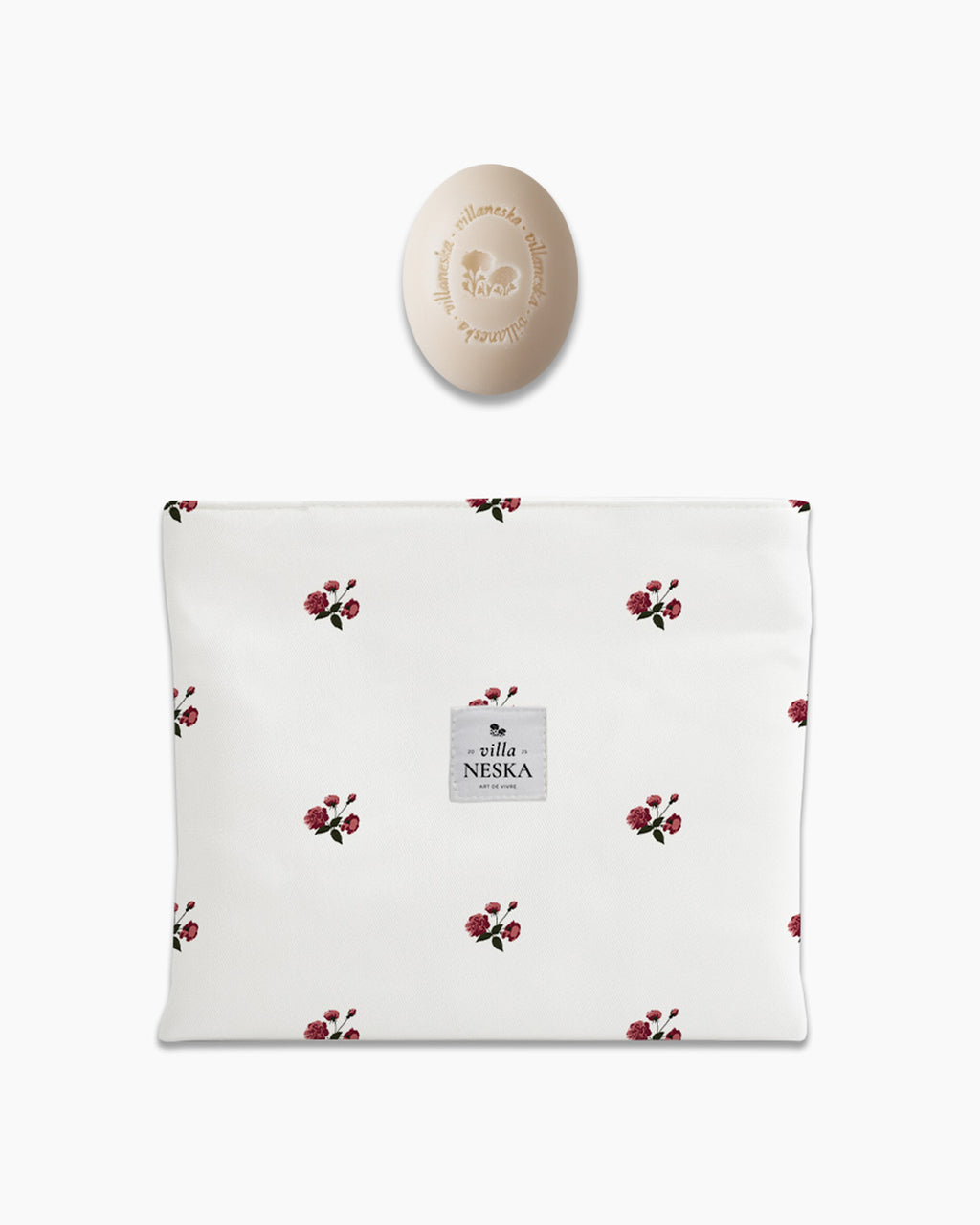 Assortiment pochette plate & savon — Roseraie blanc coton