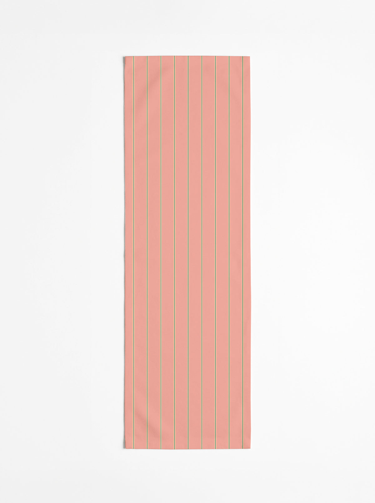 Chemin de table — Corail poudré rayures fines jaune/vert/blanc