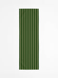 Chemin de table — Vert jardin rayures fines corail poudré/jaune/blanc