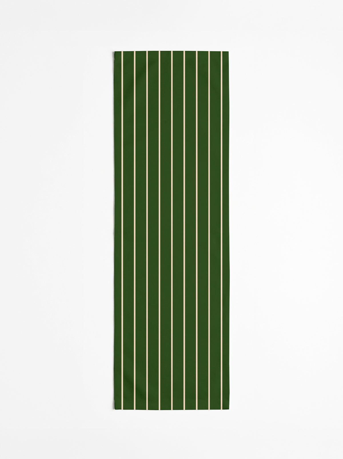 Chemin de table — Vert jardin rayures fines corail poudré/jaune/blanc