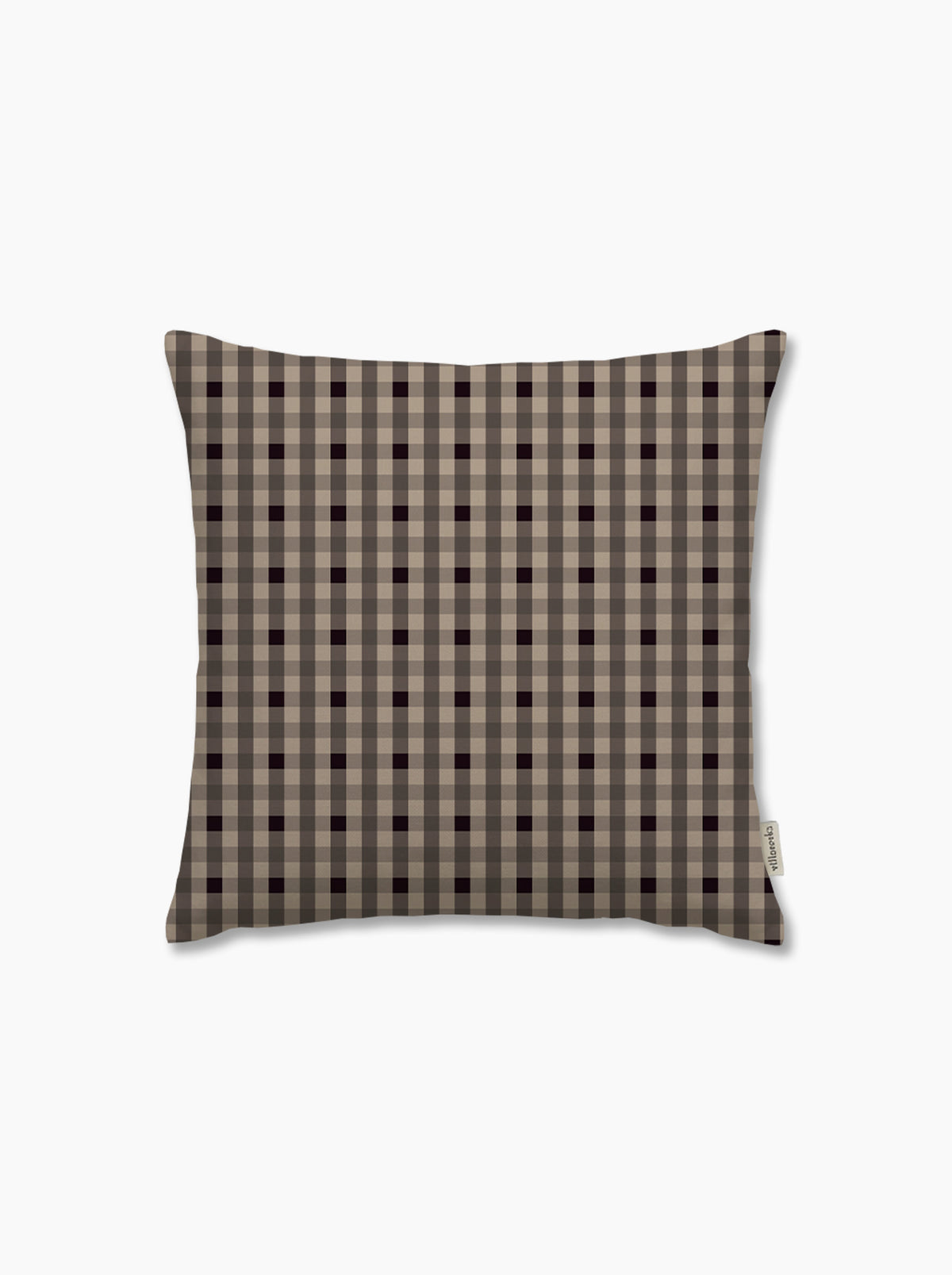 Housse de coussin — Vichy signature Brun fumé/grège