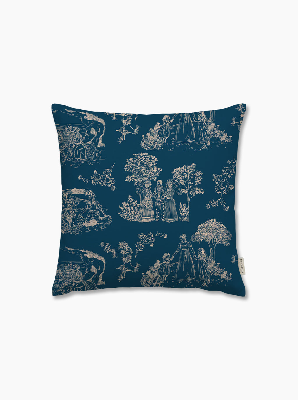 Housse de coussin Chroniques de Biarritz —  Bleu minéral/crème