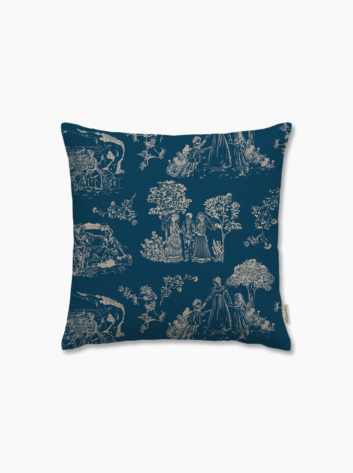 Housse de coussin Chroniques de Biarritz —  Bleu minéral/crème