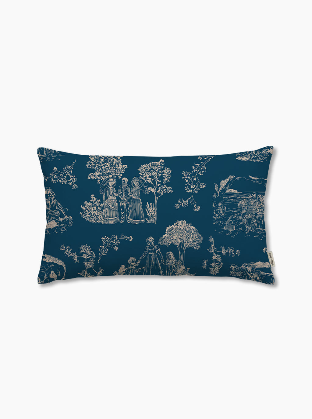 Housse de coussin Chroniques de Biarritz —  Bleu minéral/crème