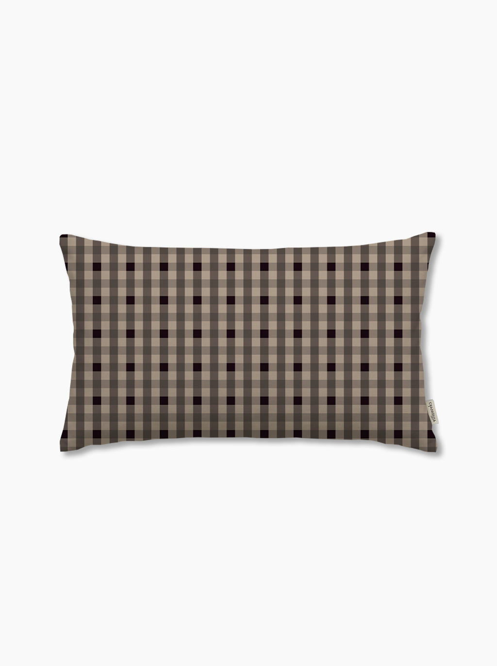 Housse de coussin — Vichy signature Brun fumé/grège