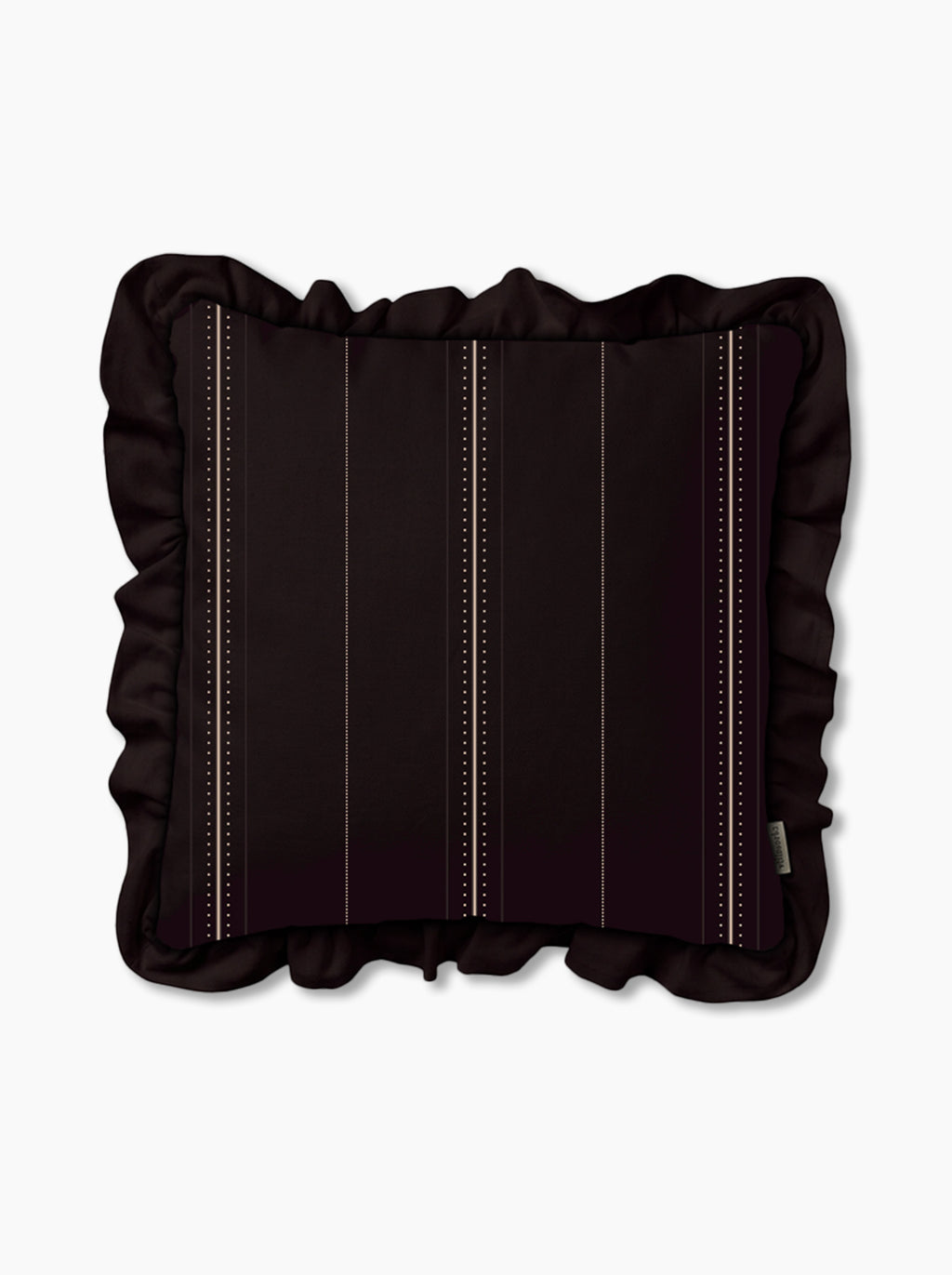 Housse de coussin à volants — Rayure cadencée Brun fumé/crème