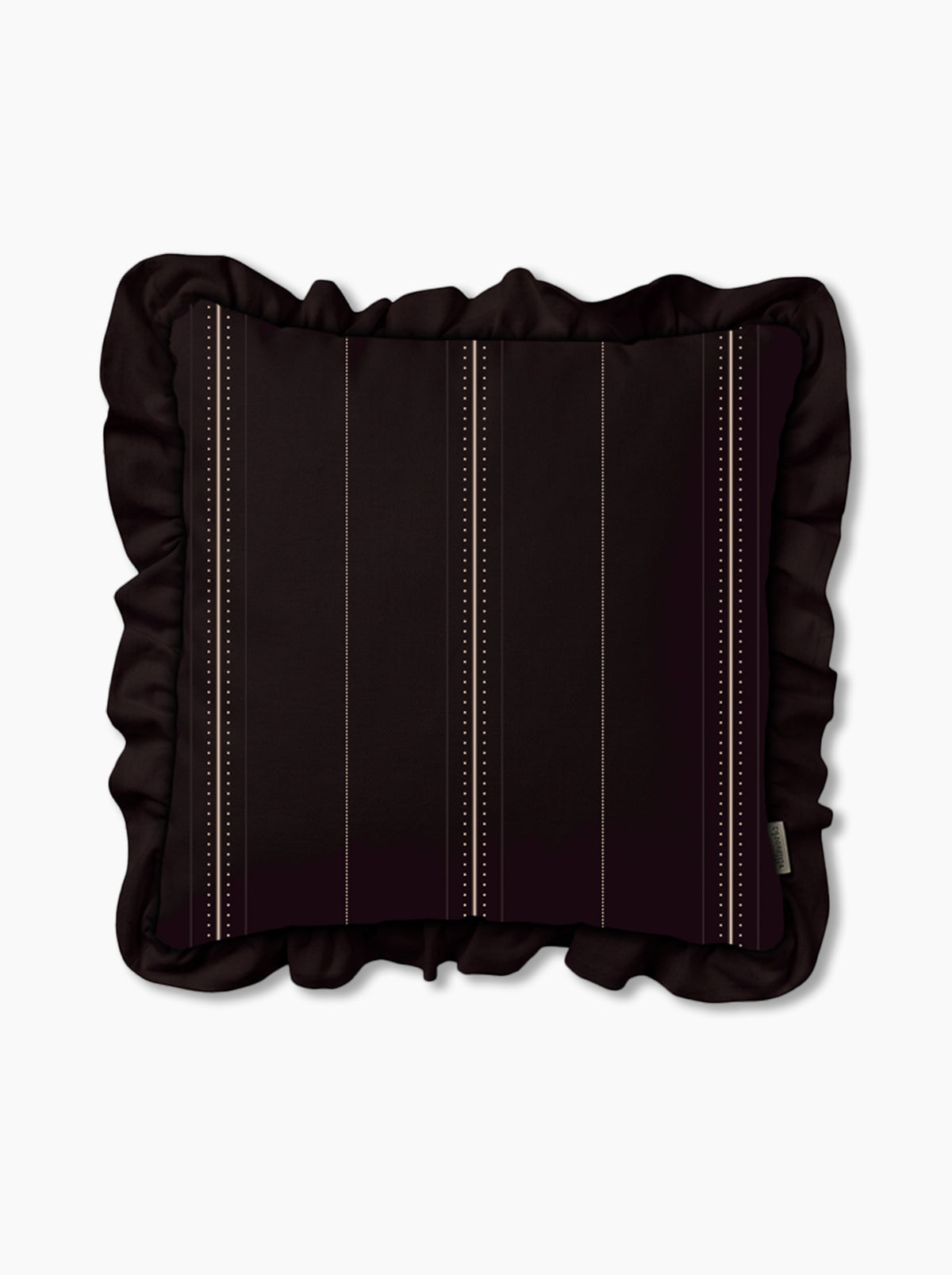 Housse de coussin à volants — Rayure cadencée Brun fumé/crème