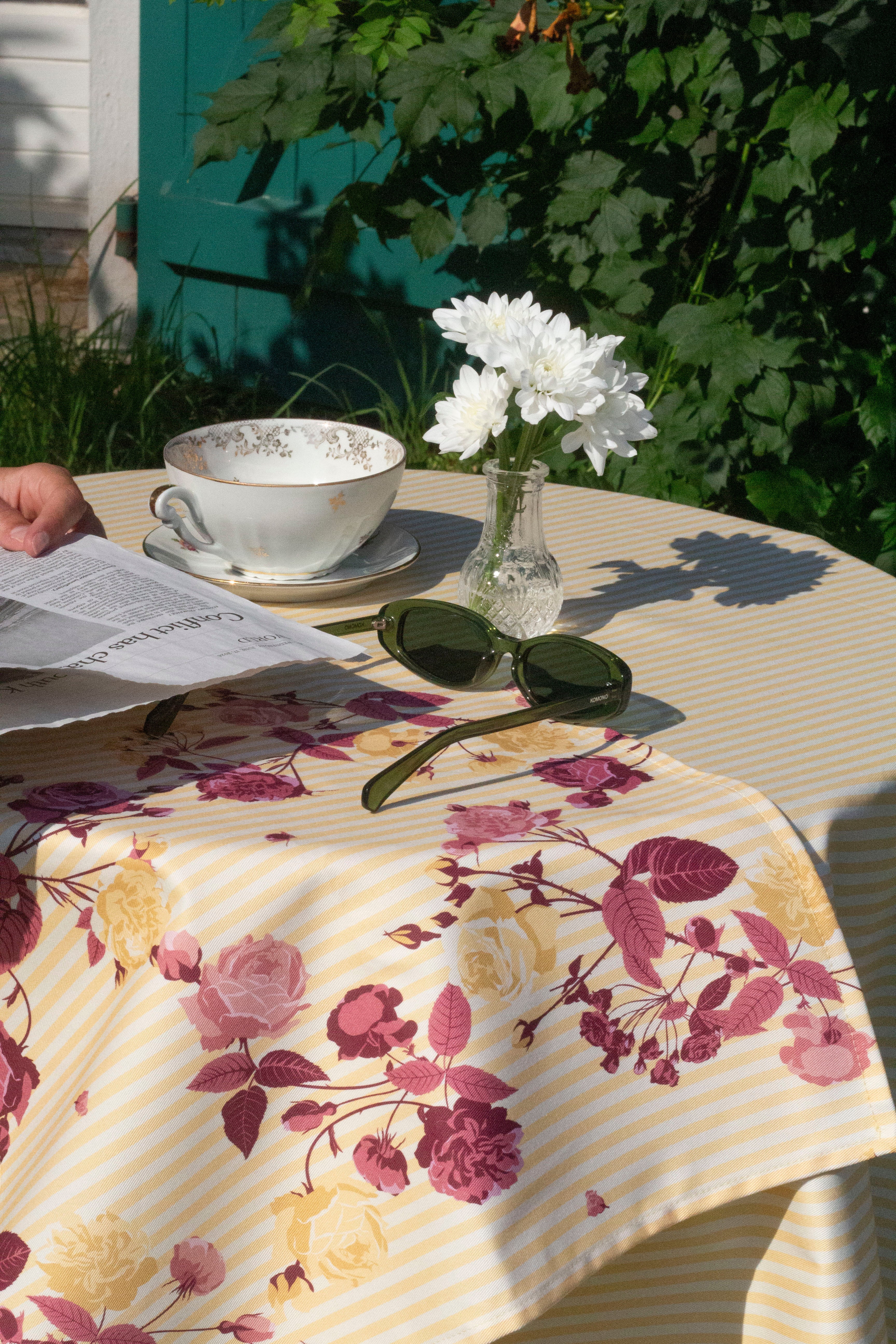 Lot de 2 serviettes — Roseraie jaune/rose