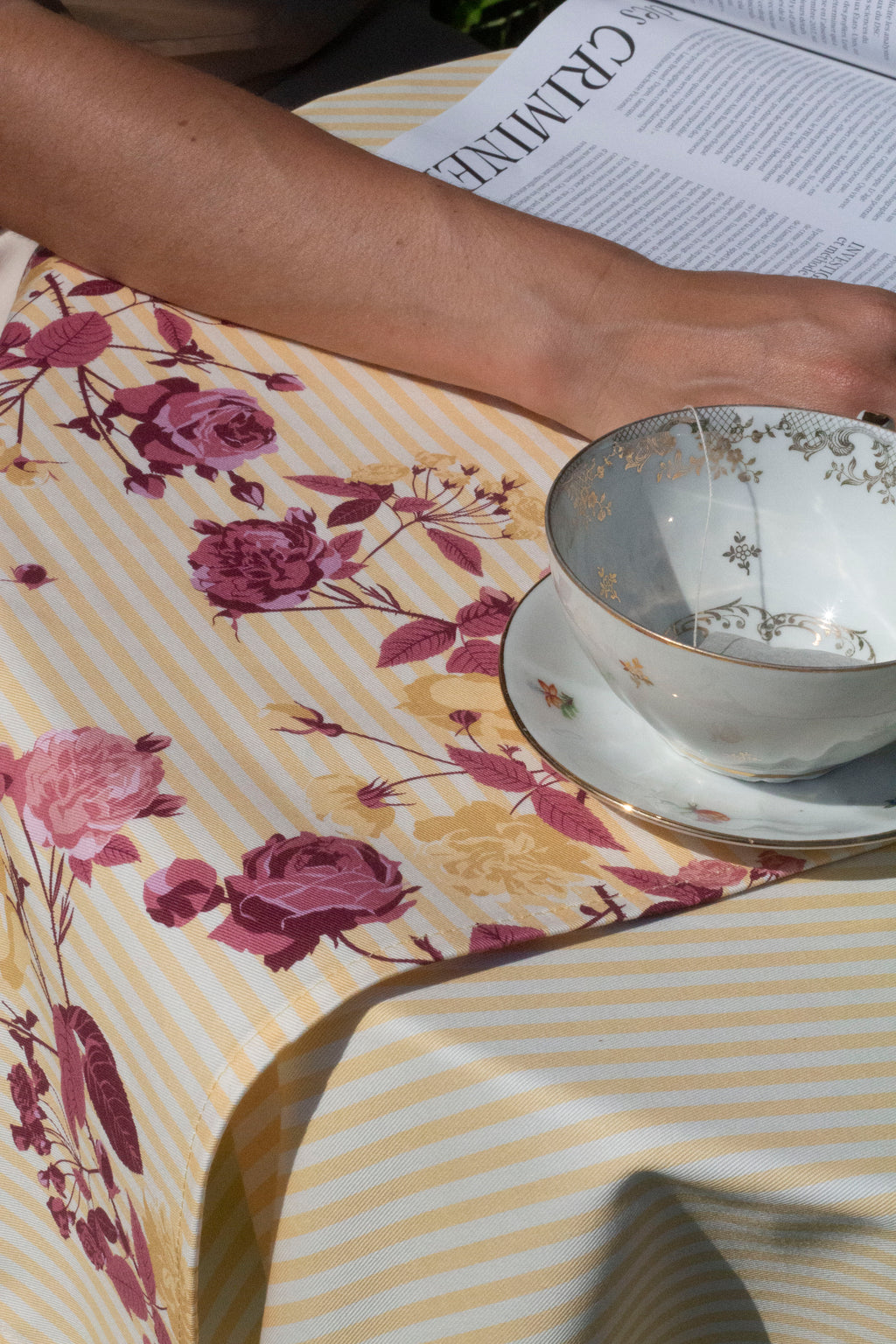 Lot de 2 serviettes — Roseraie jaune/rose
