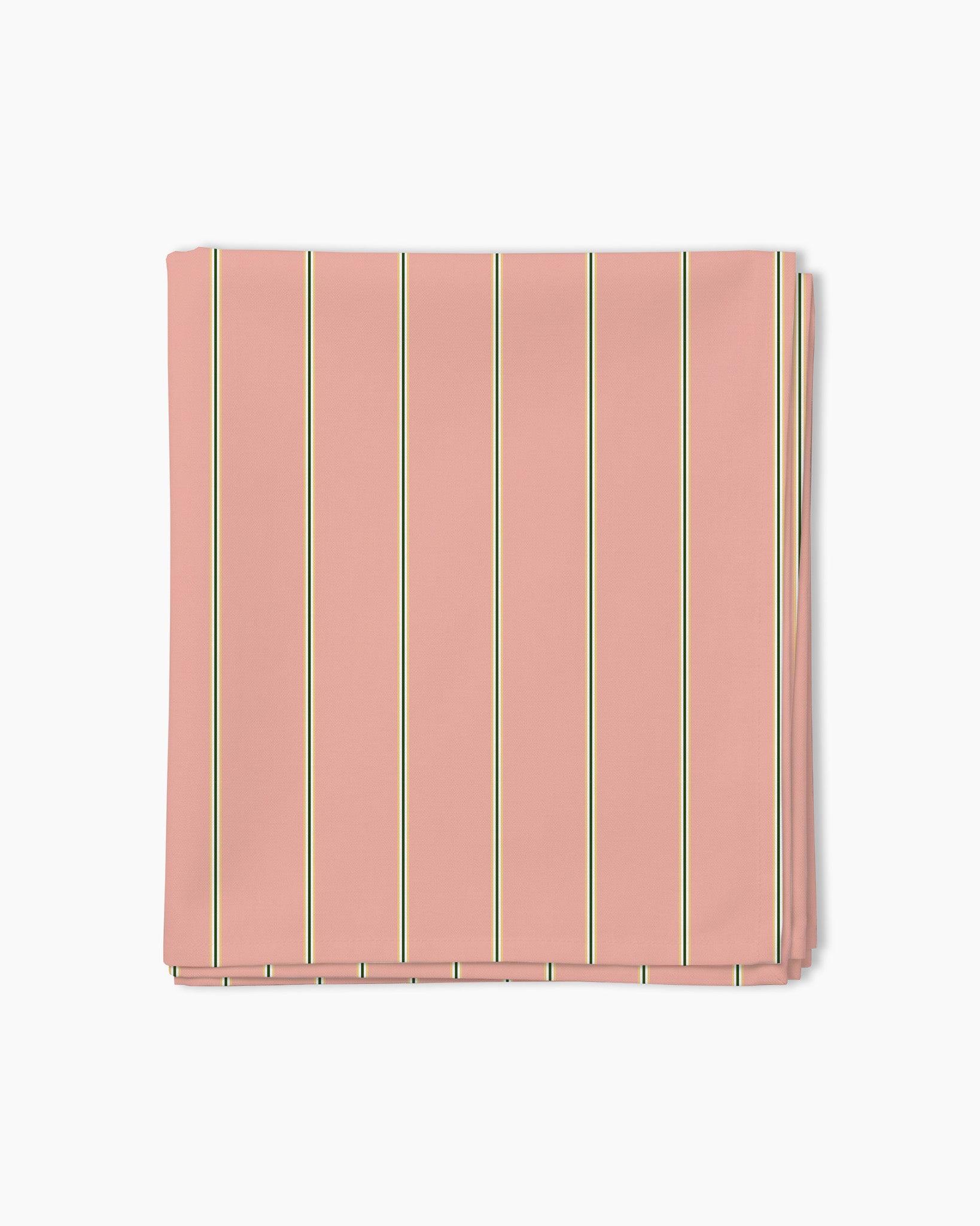 Nappe —  Corail poudré, rayures fines vert/jaune