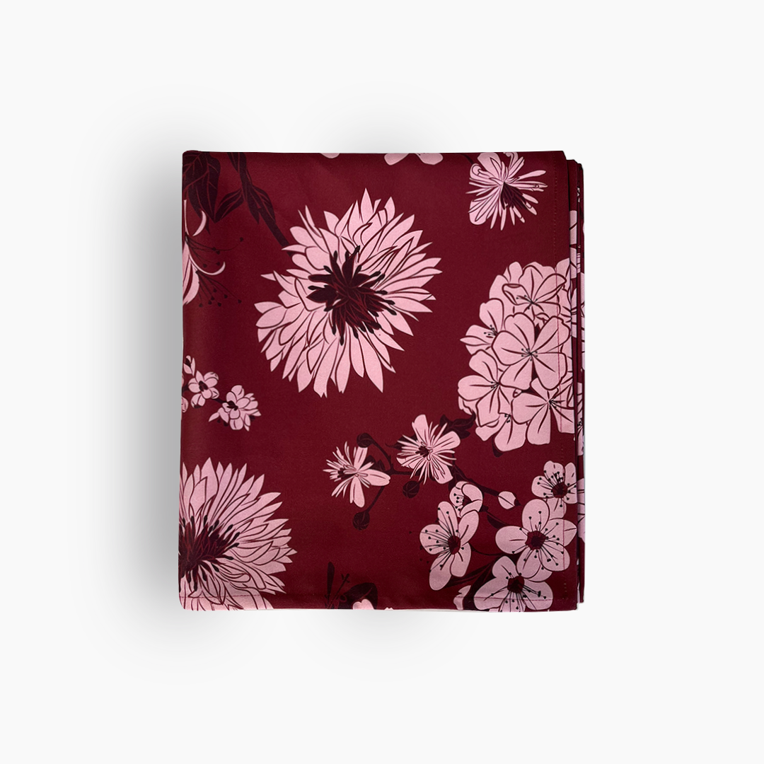 Nappe imprimé Fleurs de Bach 一 Bordeaux/Rose
