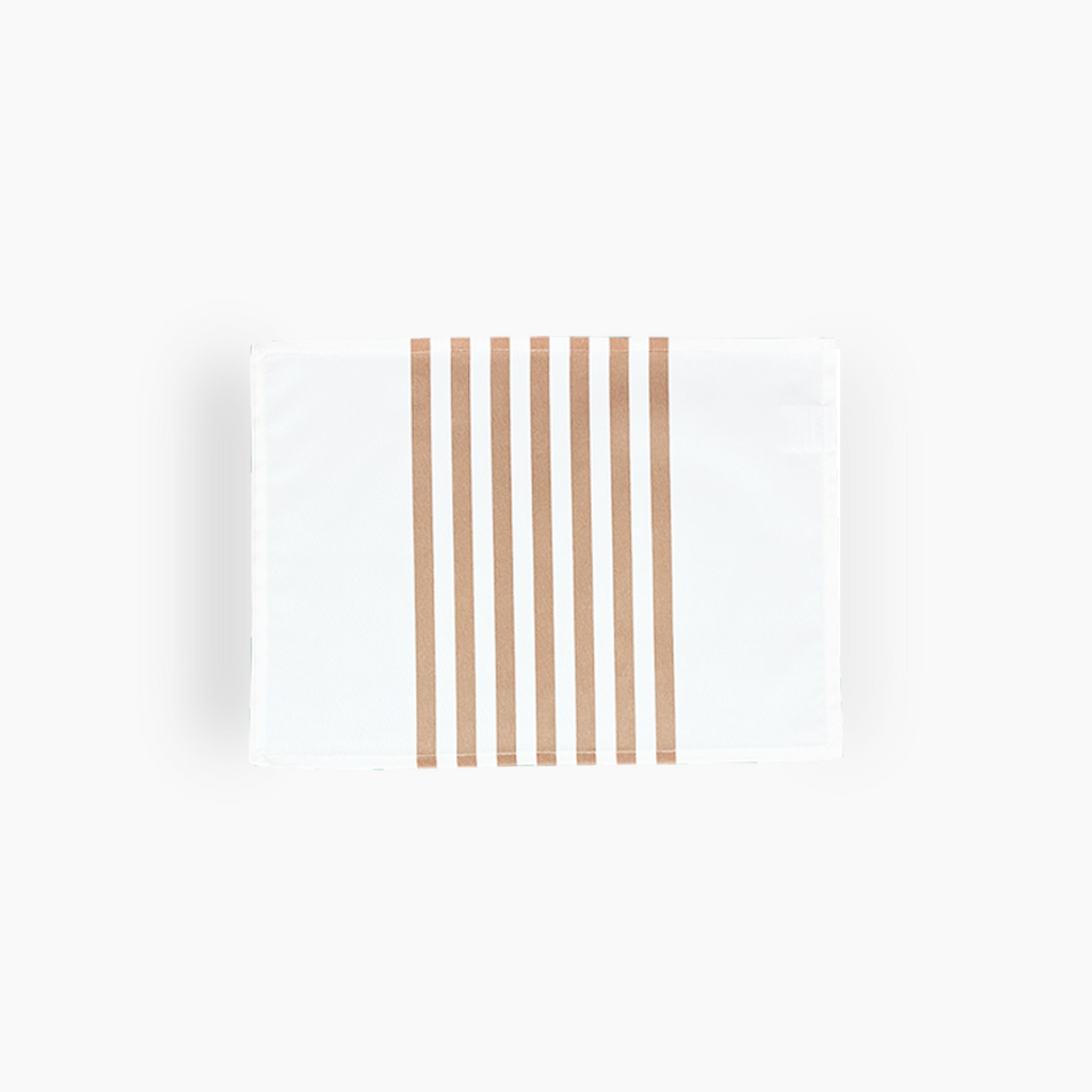 Parure de table serviettes, sets rayés et nappe 一 Cappuccino
