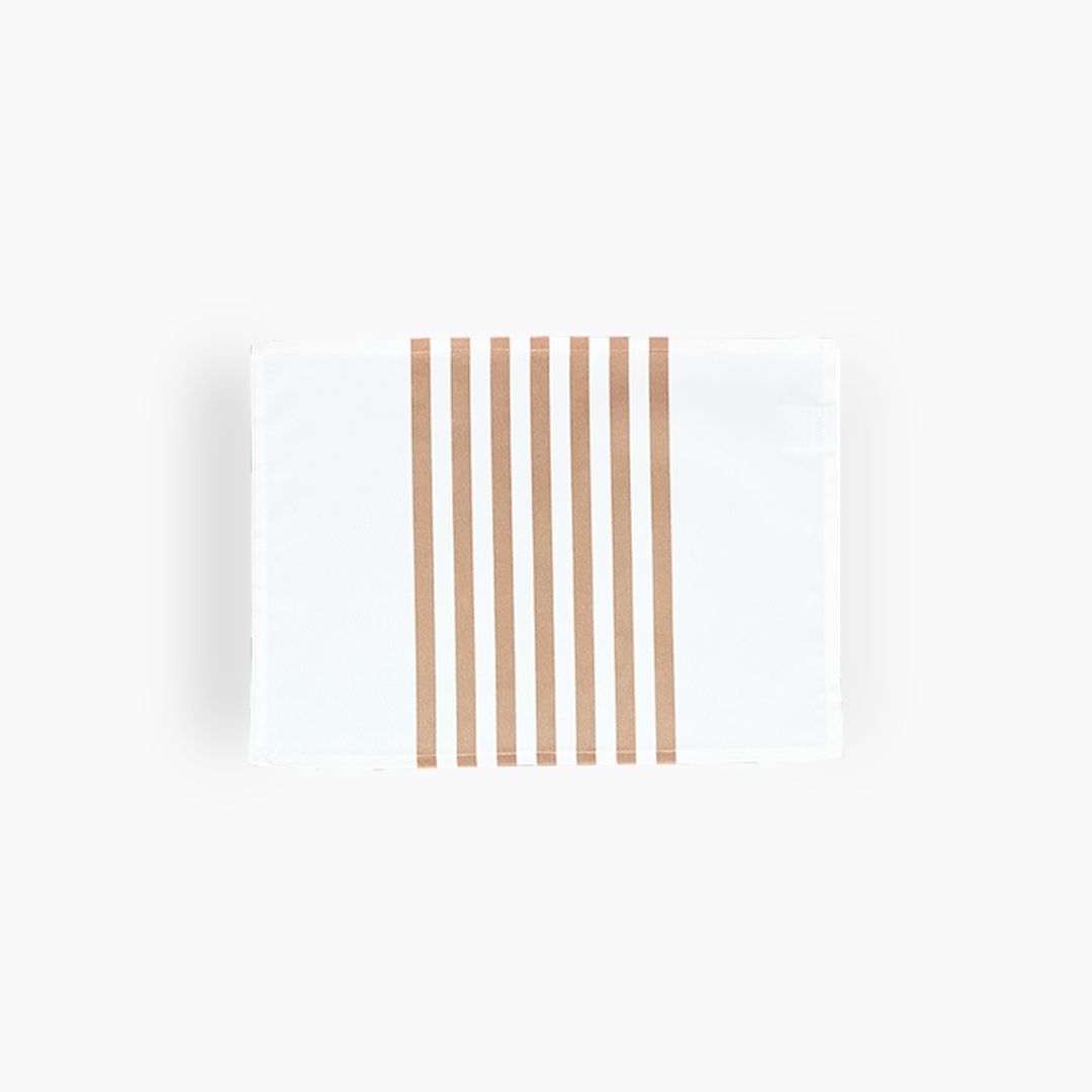 Parure de table serviettes, sets rayés et nappe 一 Cappuccino