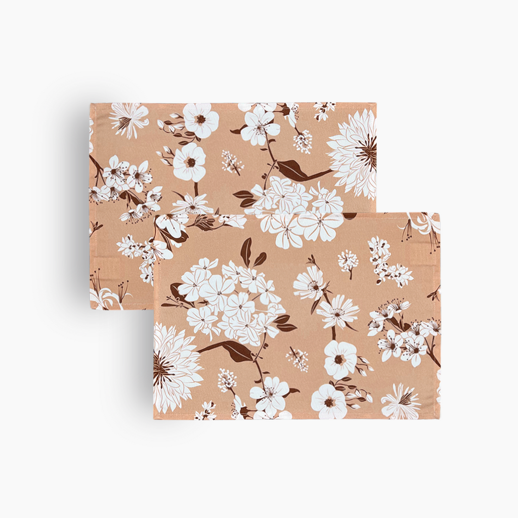 Lot de 2 sets de table Fleurs de Bach 一 Cappuccino