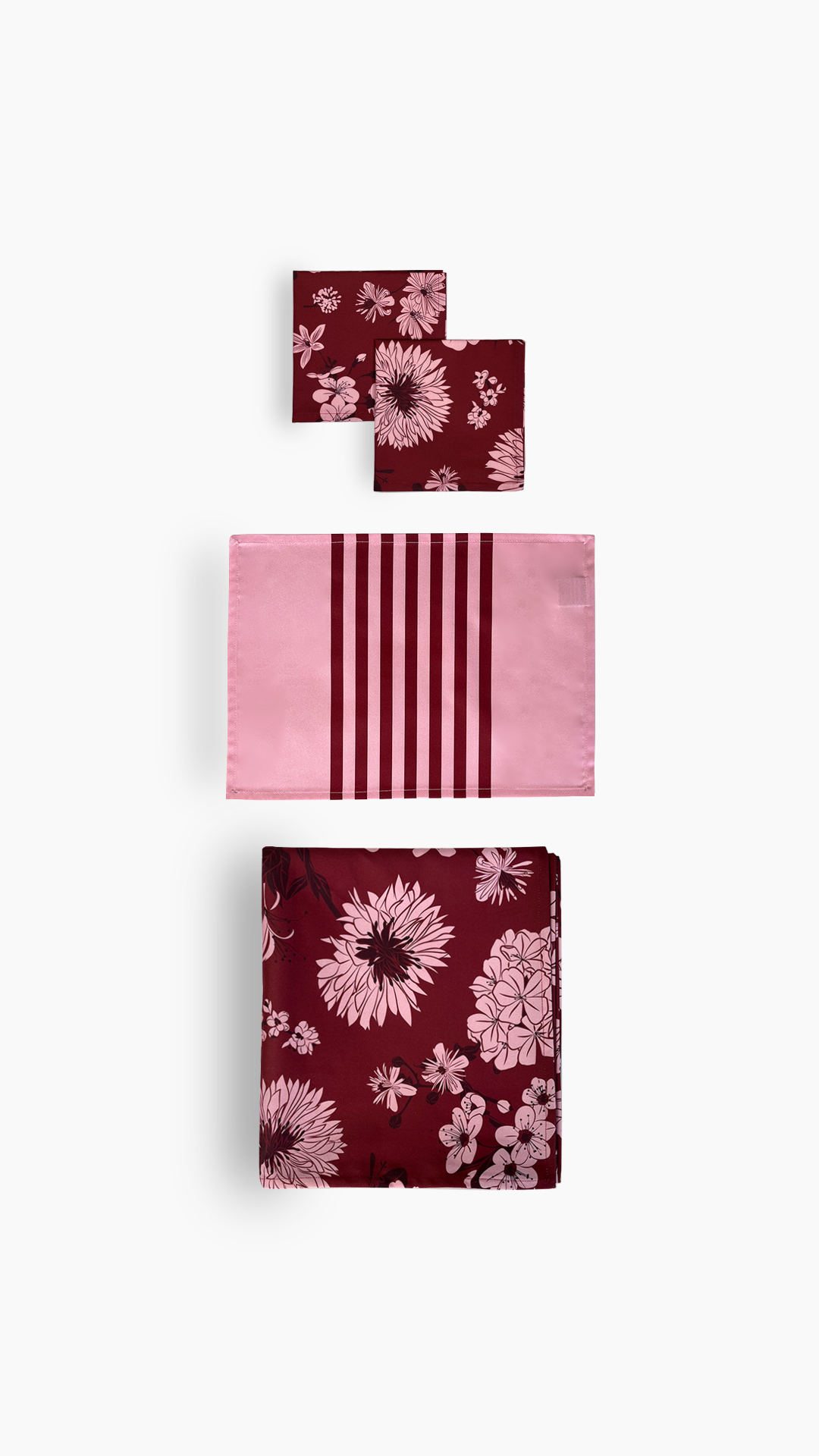 Parure de table serviettes, sets rayés et nappe 一 Grenade