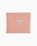 Pochette plate — Corail poudré, rayures fines vert/jaune