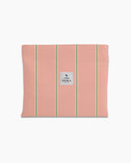 Pochette plate — Corail poudré, rayures fines vert/jaune