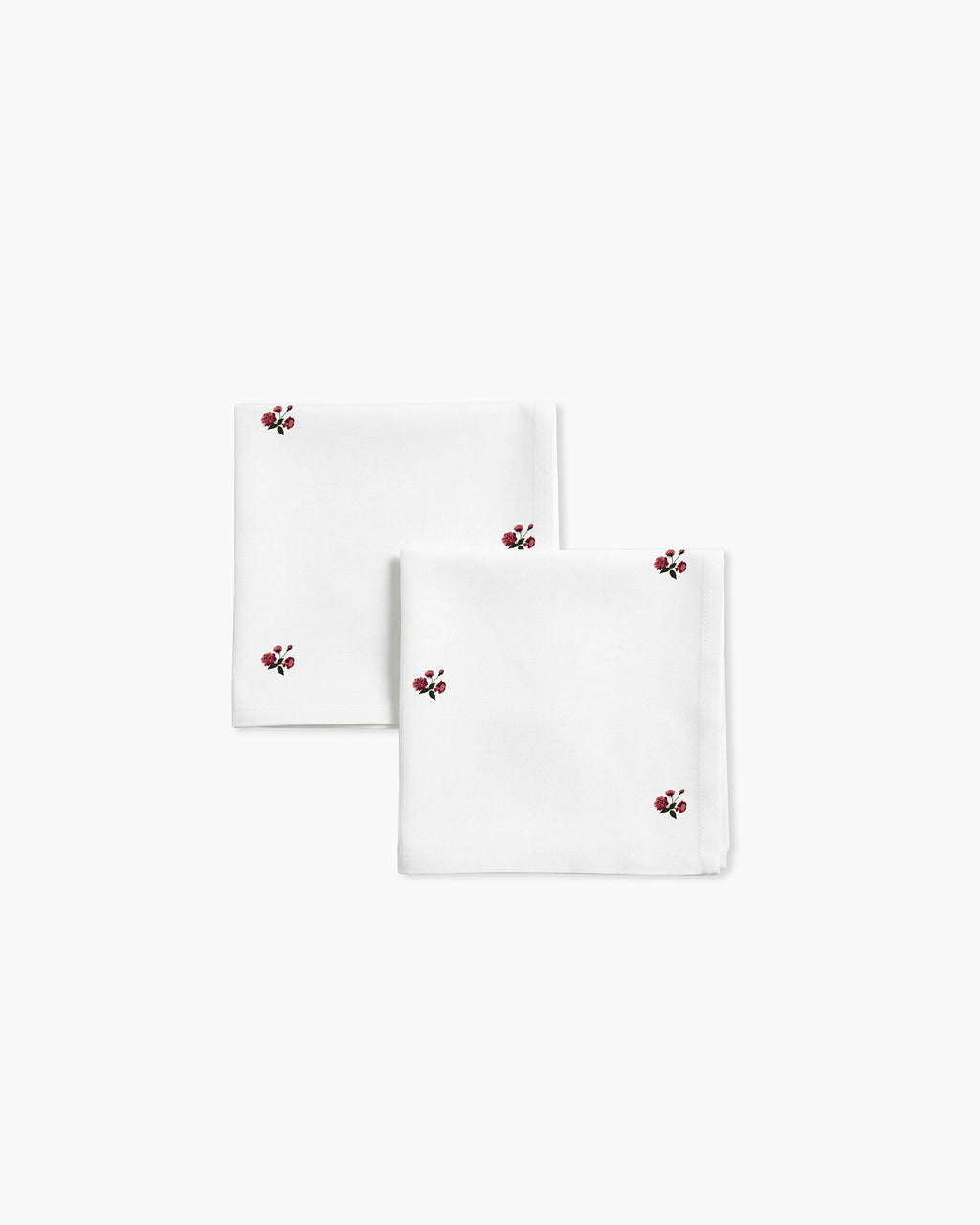 Lot de 2 serviettes — Roseraie blanc coton