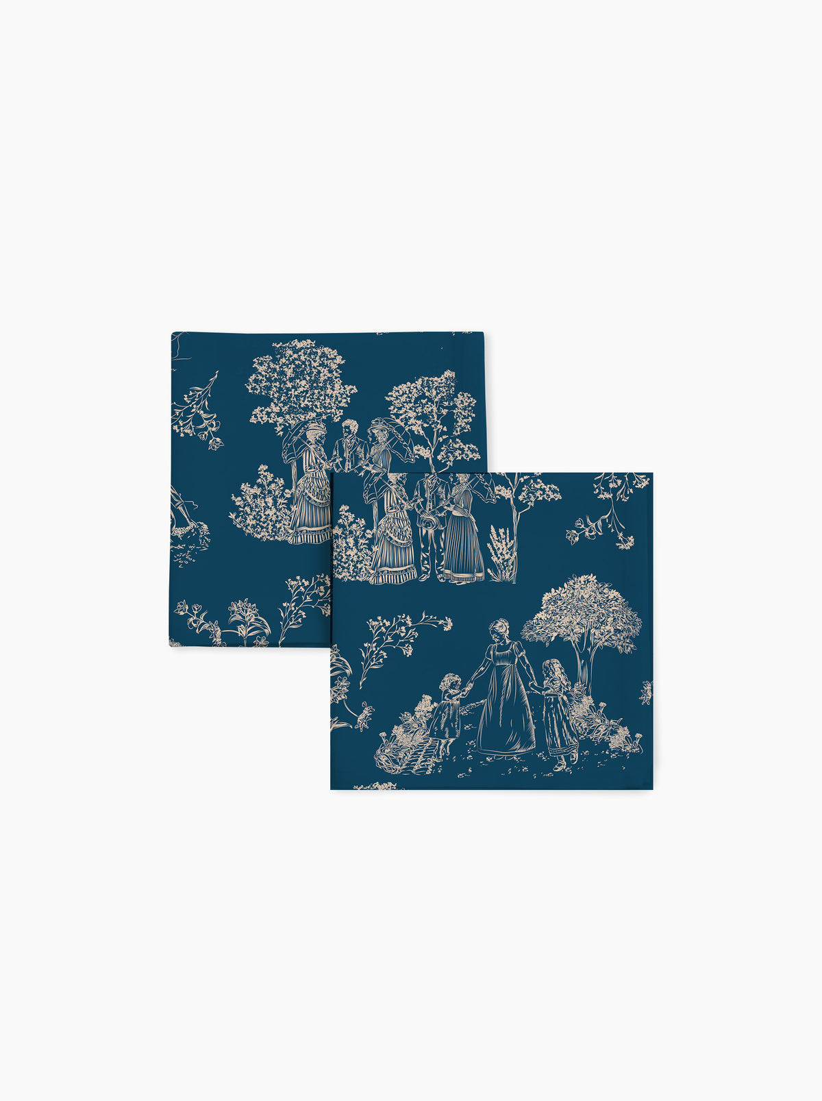 Lot de 2 serviettes Chroniques de Biarritz — Bleu minéral/crème