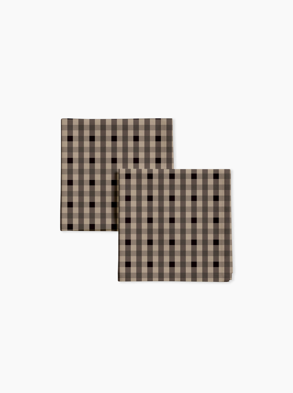 Lot de 2 serviettes — Vichy signature Brun fumé/grège