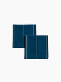 Lot de 2 serviettes — Rayure cadencée Bleu minéral/crème