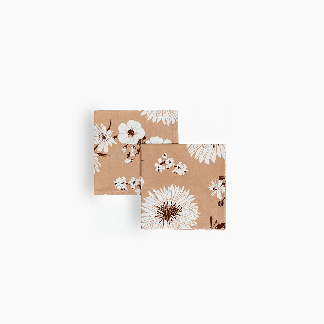 Pré-commande 一 Lot de 2 serviettes Fleurs de Bach 一 Cappuccino