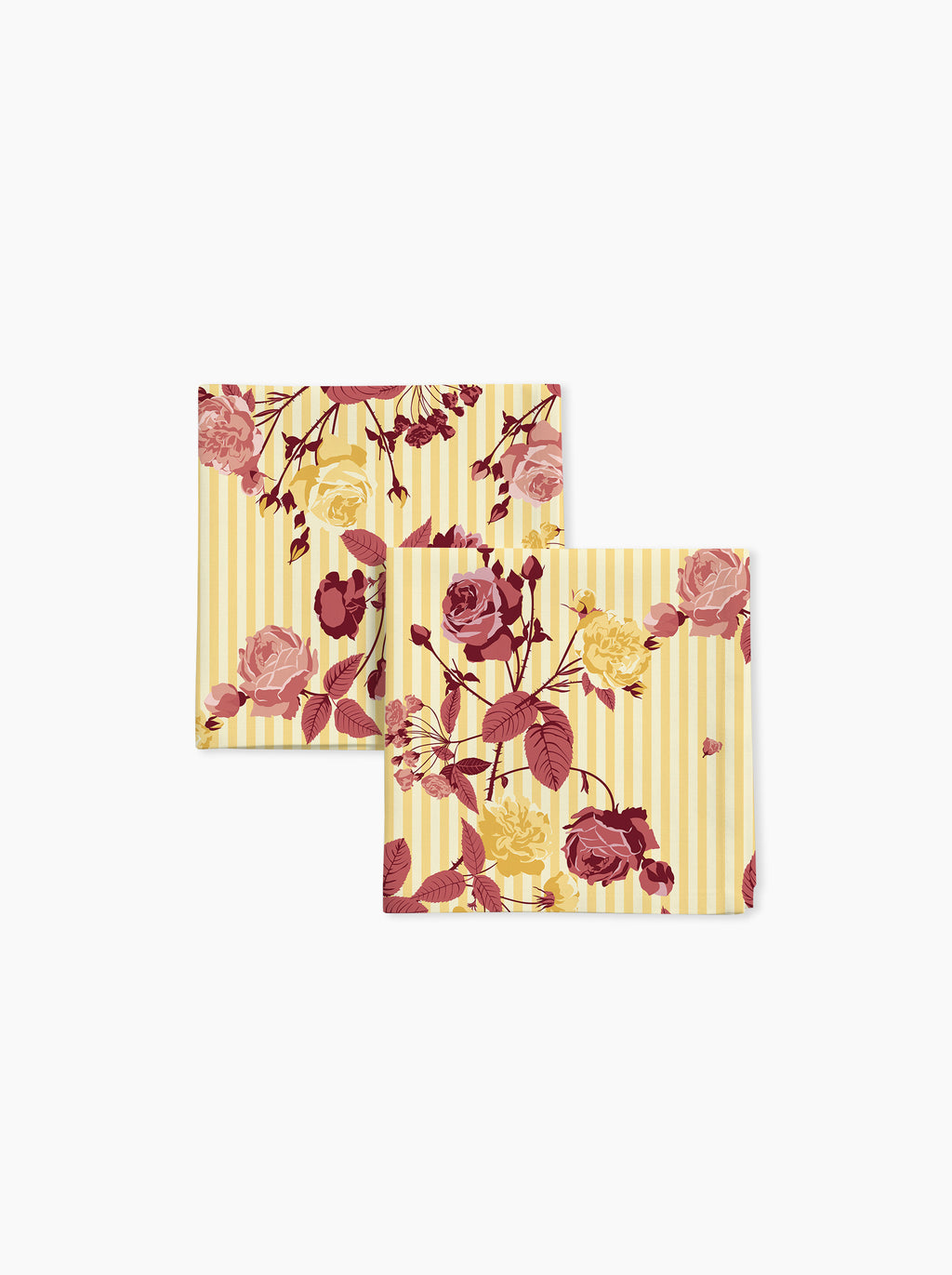 Lot de 2 serviettes — Roseraie jaune/rose