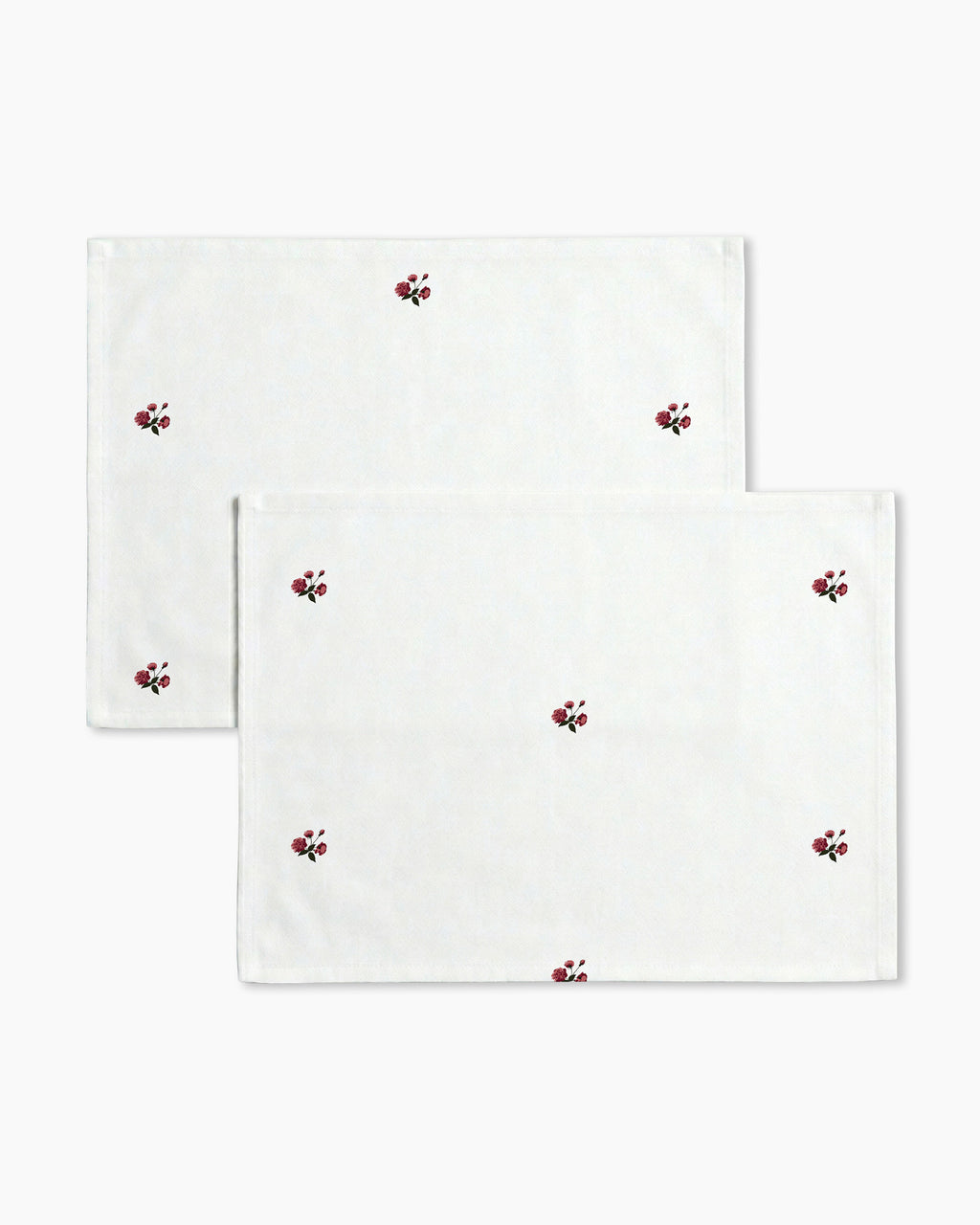 Lot de 2 sets de table — Roseraie blanc coton