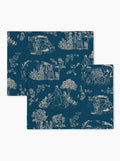 Lot de 2 sets de table Chroniques de Biarritz — Bleu minéral/crème