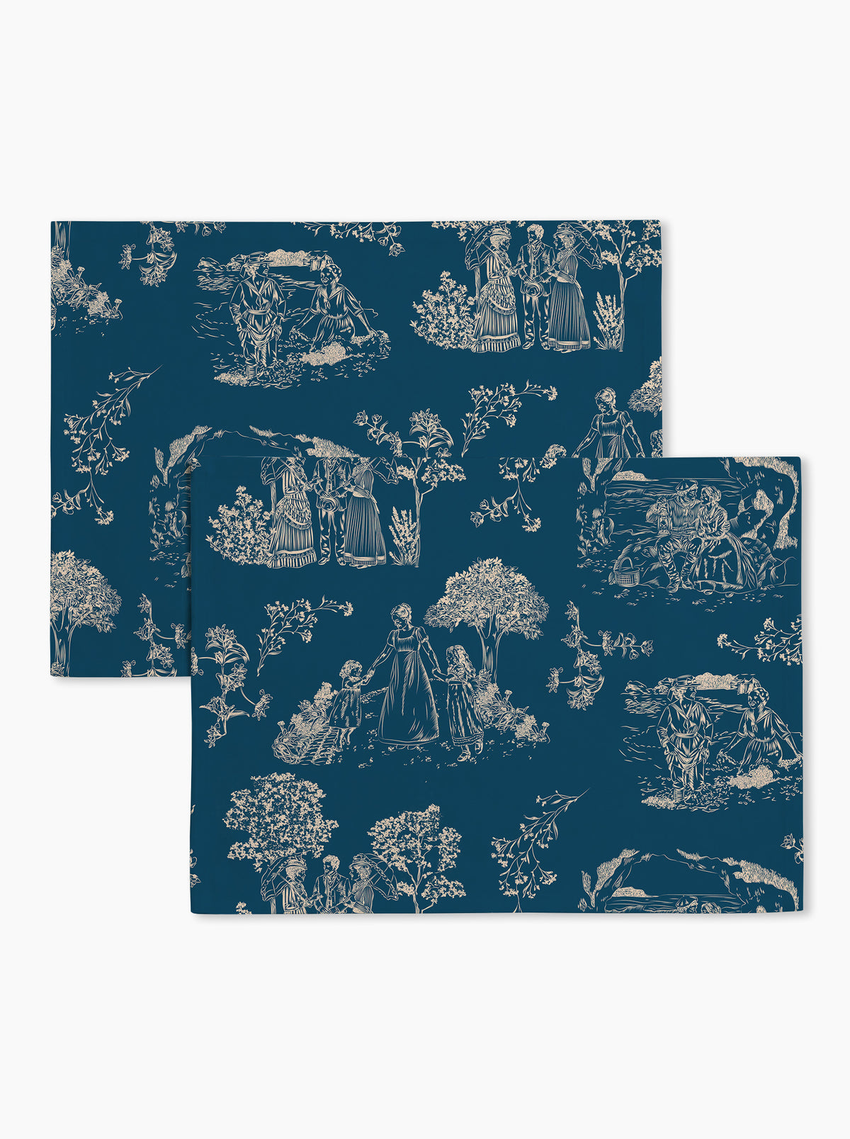 Lot de 2 sets de table Chroniques de Biarritz — Bleu minéral/crème