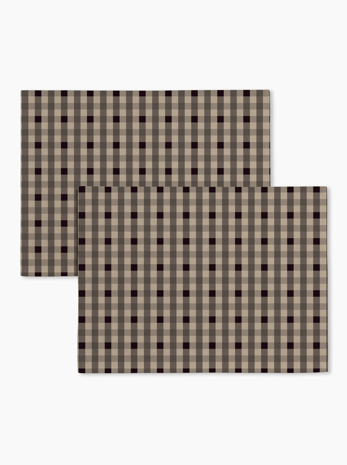 Lot de 2 sets de table — Vichy signature Brun fumé/grège