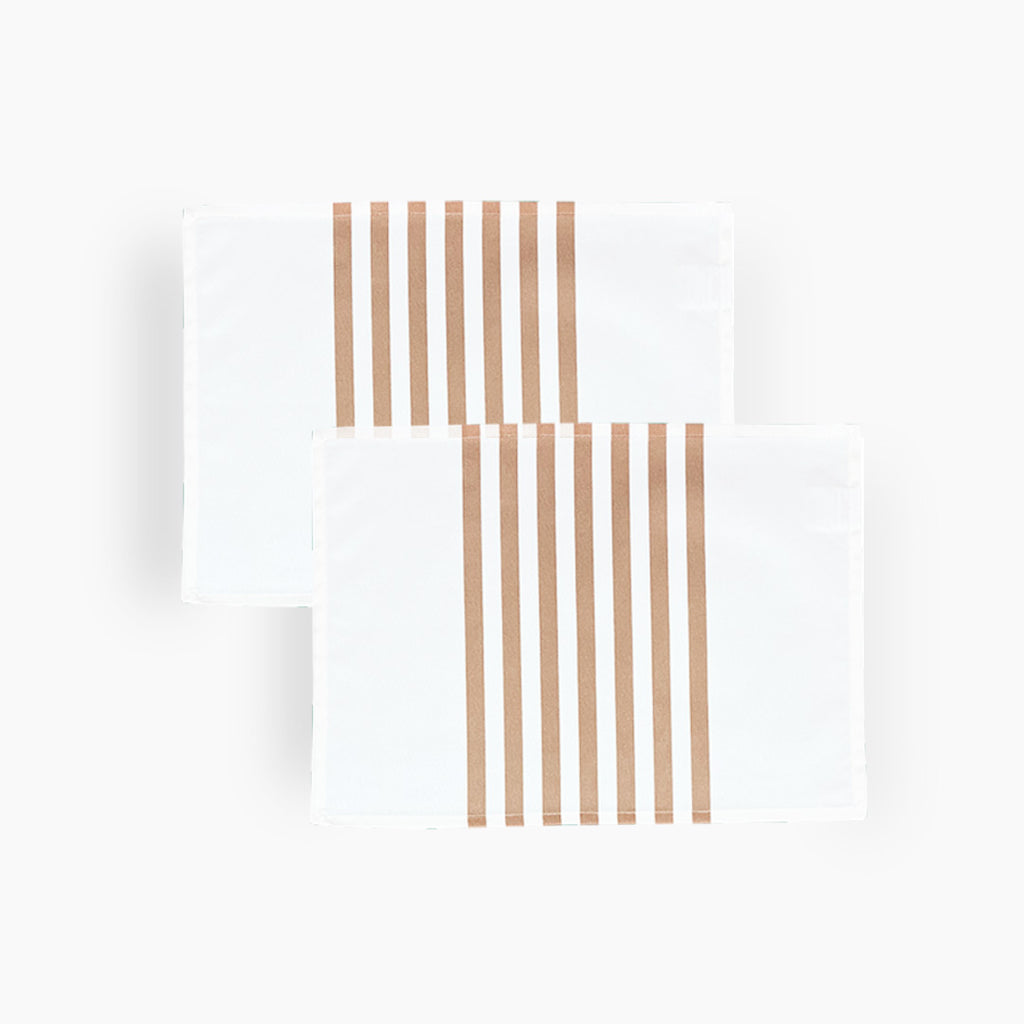 Lot de 2 sets de table rayés 一 Écru/cappuccino