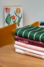 Nappe — Vert jardin, rayures fines corail poudré/jaune