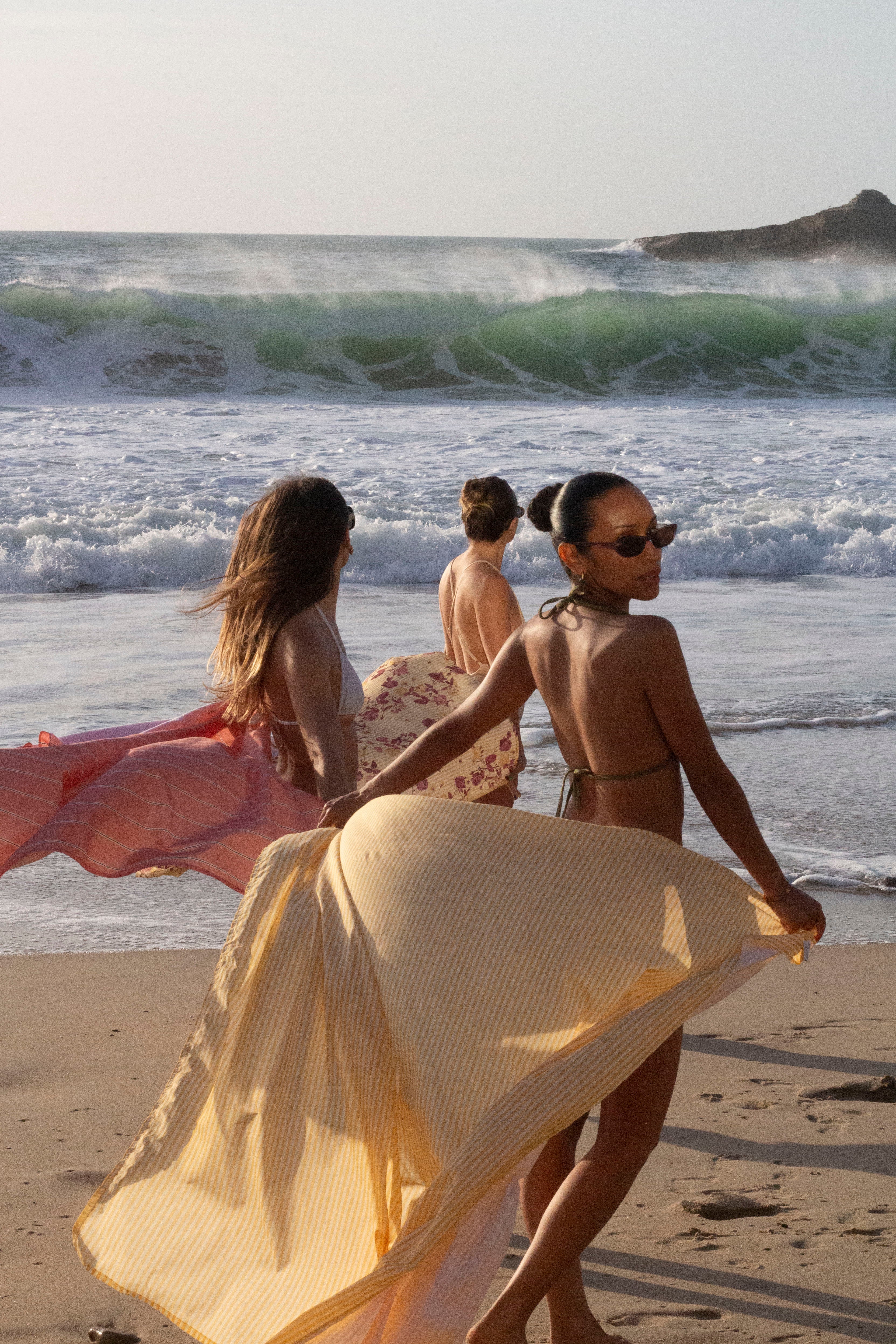 Voile de plage — Rayures jaune/jaune pâle