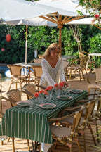 Nappe — Vert jardin, rayures fines corail poudré/jaune