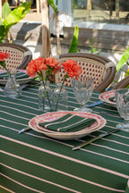 Nappe — Vert jardin, rayures fines corail poudré/jaune