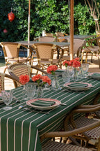 Nappe — Vert jardin, rayures fines corail poudré/jaune